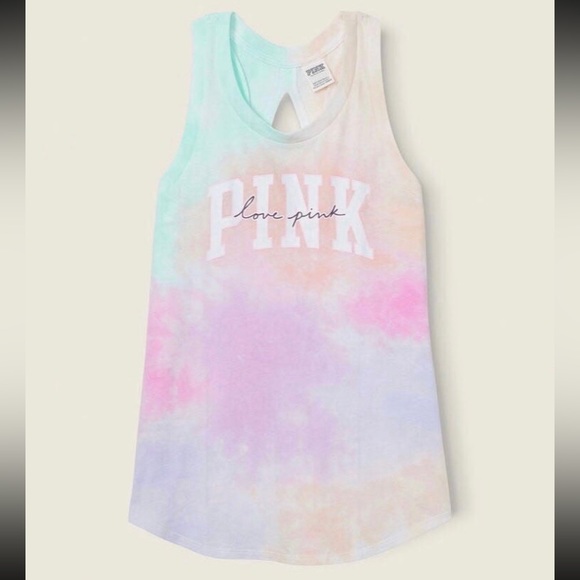 VS PINK FREYA TIE DYE TANK TOP BIKE SHORT SET XL NWT - Picture 3 of 11